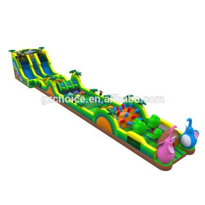 China Recreational Obstacle Course 32m Long Theme Inflatable Obstacle Course Outdoor Adult Equipment Funny Animal Outdoor for sale