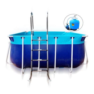 China High Quality Commercial Water Fun Places China PVC Metal Large Ground Steel Frame Swimming Inflatable Pool for sale