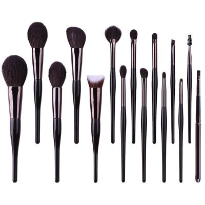 China New Design Combined Professional Makeup Brush Black Stain Private Label Makeup Brush Goat Hair Makeup Brush Custom Logo for sale