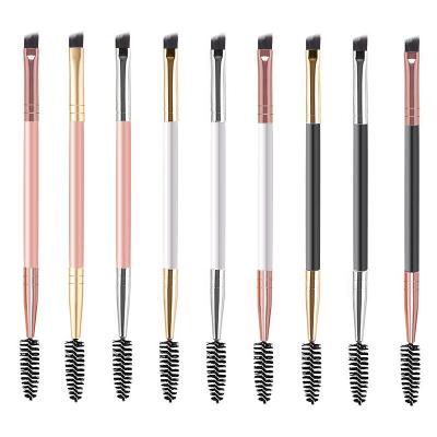 China Wholesale Smudge Brush 2 in 1 Eyebrow Sweep Black Finished Double Angled Brush For Powder Customize Logo for sale