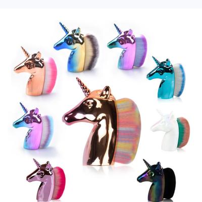 China Smudge Brush Customized Flat Bb Cream Kabuki Makeup Foundation Sweep Colorful Unicorns Single Foundation Brush for sale