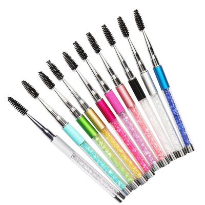 China Hot Selling Lip Liner Drill Rod Lash Brush Faux Stone Handle Magic Wands Mascara Applicator Eyelash Extension Brush for sale