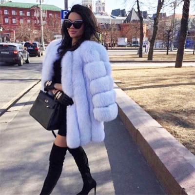 China Lady Girl Women Real Fox Raccoon Fur Coat Winter Big Long Anti-shrink Colorful Black White Fox Mink Fux Fur Coats for sale