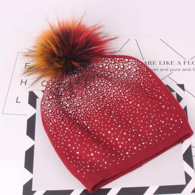 China Warm Knitting Beanie Rabbit Fur Ball Fashion Hats Women With High Quality Faku Winter Hats COMMON for sale