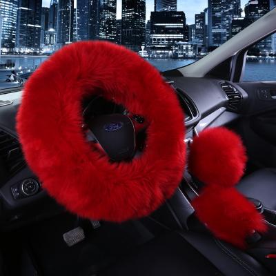 China Pure Wool Customized Automobile Steering Wheel Cover Eco - Friendly Winter Warm Eco - Friendly for sale