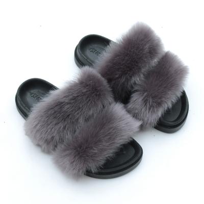 China Winter Women's Open Toe Mule Fluffy House Slide Slippers Faux Fur Slider Slippers Vegan Fashion Trend Women's Slippers for sale