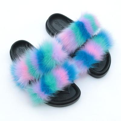 China 2020 fashion trend fur slippers china factory wholesale ladies freeze soft fur sandals women color faux fur slippers natural bags and slides for sale