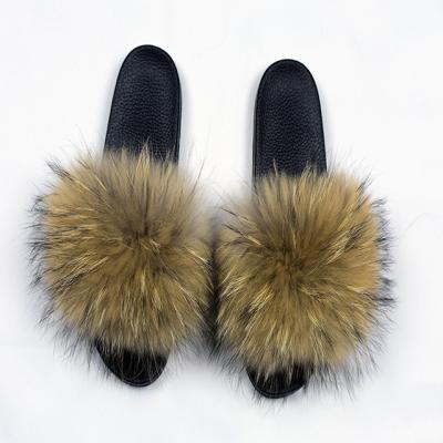 China CUSHIONING Ladies Fashion Fox Fur Sandals With Various Colors Logo High Quality Slippers Beautiful Custom Lazy Home Design New For Women for sale