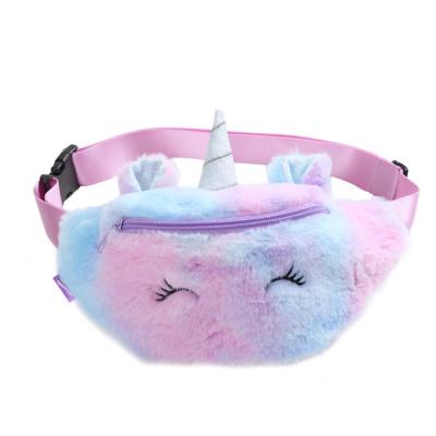 China Cute Kids Anti-theft Faux Fur Colorful Unicorn Pussy Pack For Girls for sale