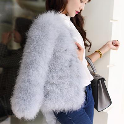 China Fashion Turkey Feather Fur Jacket Outerwear Turkey Genuine Fur Coat Anti-Shrink for sale