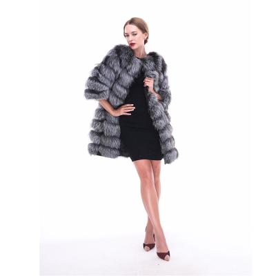 China Casual Style Fox Fur Coat Winter Style Ladies Black Or Silver Color Real Fox Natural Fur Coat for sale