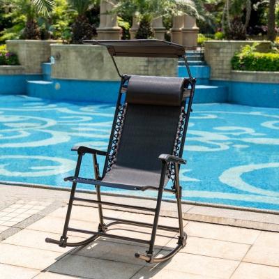 China Portable Outdoor Folding Foldable Rocking Chair Rocker Recliner Foldable Chair With Canopy for sale