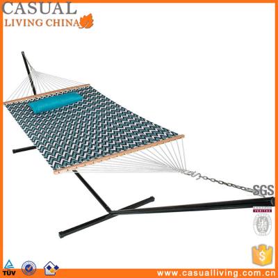 China Enjoy your life in the backyard blue and white wave color of the backpacking hammock with combo pillow and stand for sale