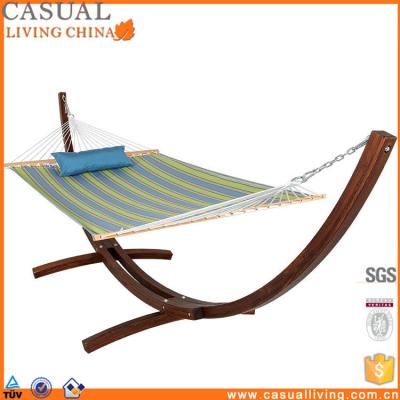 China Enjoy your life in the backyard arch hammock cheap wooden stand 12 feet with 2 person polyester fabric hammock for sale