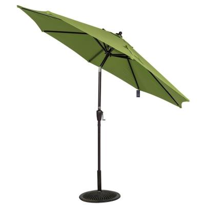 China 8ft Single Outdoor Table Patio Umbrella Market Folding Aluminum Umbrella with Push Button Tilt and Crank, 8 Steel Ribs, Green for sale