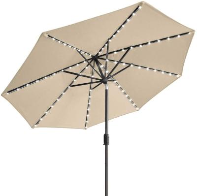 China Market Modern Patio 9ft Solar Umbrella with 80 LED Lights Outdoor Table Umbrella with Ventilation for sale