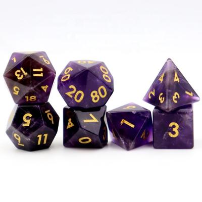 China Dnd polyhedral set gemtone set 7pcs RPG dice custom dice set polyhedral for sale