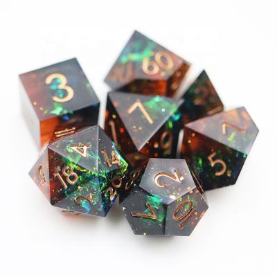 China Dnd RPG board game 16mm dice polyhedral custom resin dice cutting edge for sale