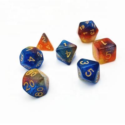 China Polyhedral Dice Set 7pcs Polyhedral Dice Set Customer 7pcs Logo Air Express Acrylic Customized Polyhedral DND Bulk Color Opp Bag Plastic Board Game DND Set for sale