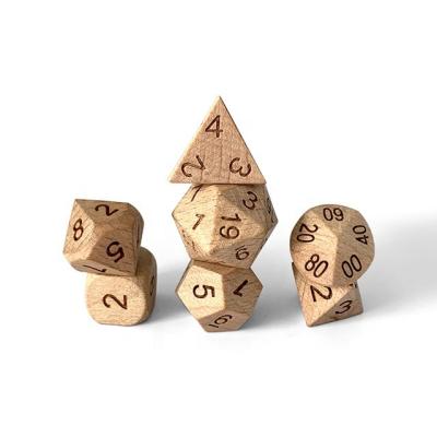 China DND Games Custom Wooden D&D Dice 7pcs Set for sale