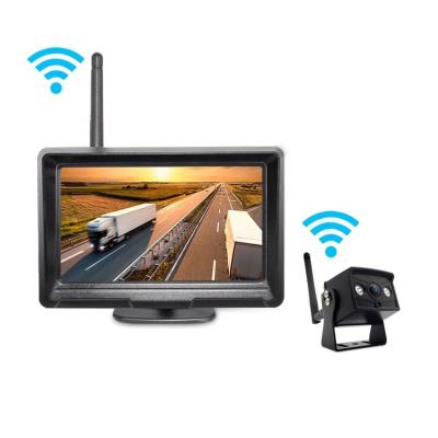 China 300M wireless 2.4Ghz camera with 5 inch AHD wireless monitor kits for truck van bus night version long distance connect for sale