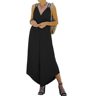 China 2022 Breathable Overalls Women's Wide Leg Bridle Pants New Fashion Summer New Fashion Solid Color Pants V-Neck BacklessWomen's Wide Leg Clothing for sale