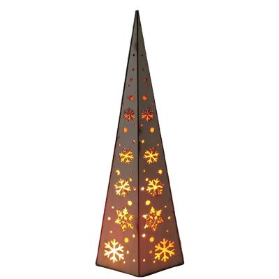 China 30cm Lighting Christmas Tree Wooden Color Pointed Warm White Lamp Led Wood Craft 9pcs for sale