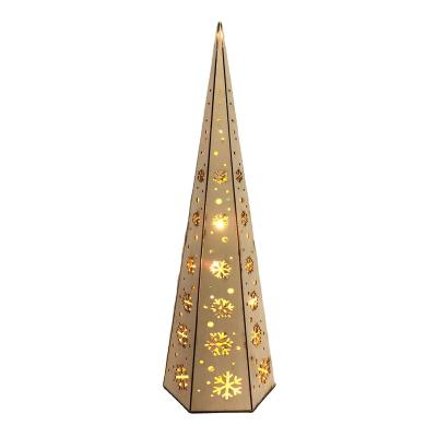 China 37.5cm 37.5cm Lighting 15inch Wooden Christmas Tree Pointed Warm White Color Lamp Led Wood Craft 10pcs for sale