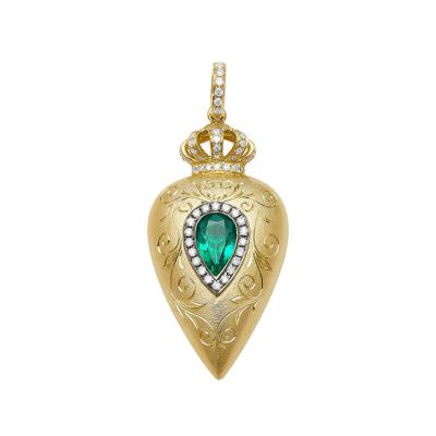 China Fashion Personality Factory Supply 18k Gold Necklace Gioielli Emerald Diamond Water Drop Pendant Fashion Girl for sale