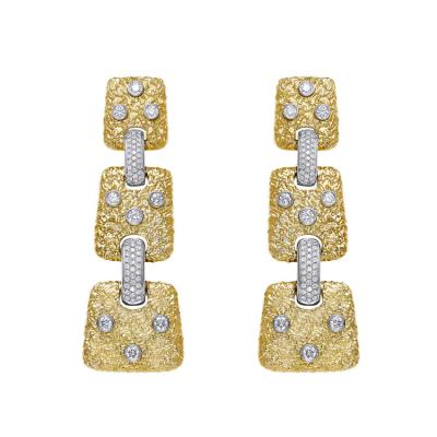 China Hot Sale 18k Gold Gioielli Earrings Diamond Frame Earring Fashion Women TRENDY for sale