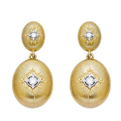 China Fashion Personality Low Price 18k Gold Orecchini Jewelry Earrings Wire Drawing Process Diamond Earrings Fashion Trend for sale