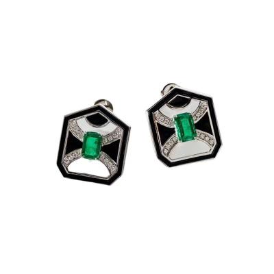 China FASHIONABLE made in china personalized design jewelry earrings gioielli 18K white gold octagonal green stud earrings charm fashion for sale