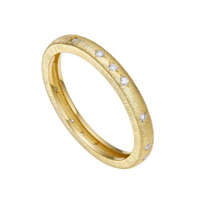 China Fashion Personality Factory Price 18k Gold Rings Anello 2.5mm Diamond Wire Drawing Craft Ring Shiny Popular Collocation for sale