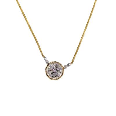 China Promotion price jewelry gioielli necklace 18K gold three leaf punk Diamond Pendant Fashion Girl Design for sale