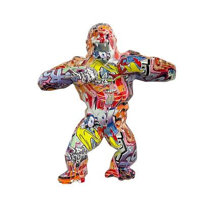 China Europe Home Decor Rainbow Colors Sculpture Animal Gorilla Fiberglass Sculpture For Business Gifts for sale