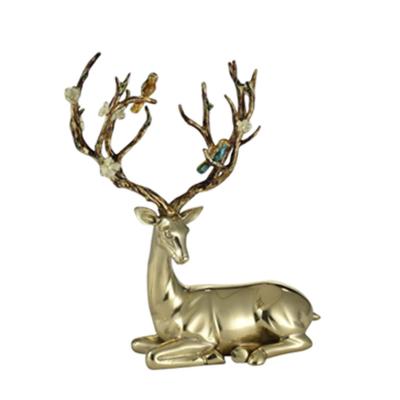 China China 2021 Custom Decor Art Life Size Vivid Metal Deer Brass Bronze Sculptures for sale