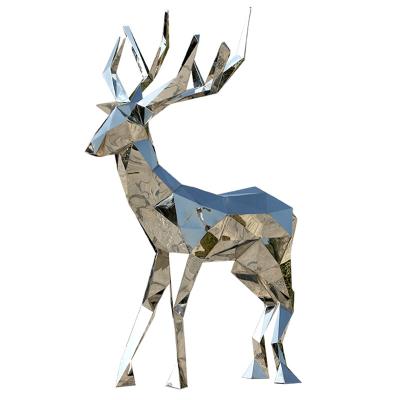 China China Steel Deer Sculpture Life Size Animal Sculpture Stainless Steel Garden Sculpture for sale