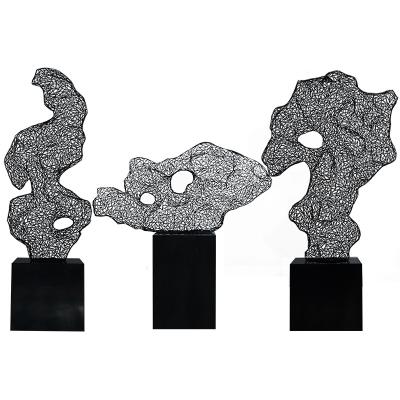 China China Wholesale Modern Art Iron Garden Statues Cast Resin Abstract Statue With Marble Base for sale