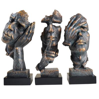 China Europe Resin Opens The Silence Is The Thinker Home Sculpture Of Gold People Statues Decor Abstract for sale