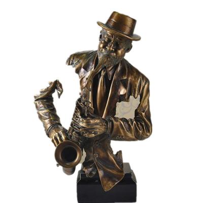 China Europe Home Decoration Fiberglass Musician Colorful Playing Saxophone Body Sculpture 3D Instrument for sale