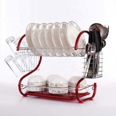 China 2 Tier Kitchen Stainless Steel Dish Rack Storage Rack Multifunctional Viable Dish Rack for sale