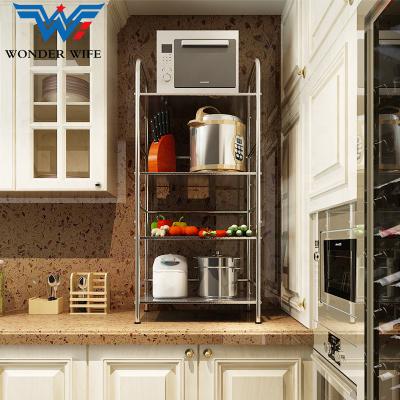 China 4 Tier Stainless Steel Kitchen Rack Storage Rack Storage Racking Adjustable Shelving Unit for sale