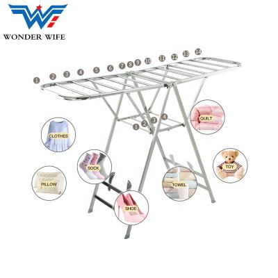 China Modern Balcony Household Heavy Duty Foldable Stainless Steel Gullwing Clothes Drying Rack for sale