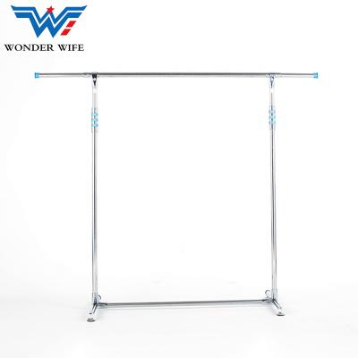 China Length And Height Adjustable Double Pole Metal Clothes Drying Telescopic Garment Rack Pole Hanger for sale