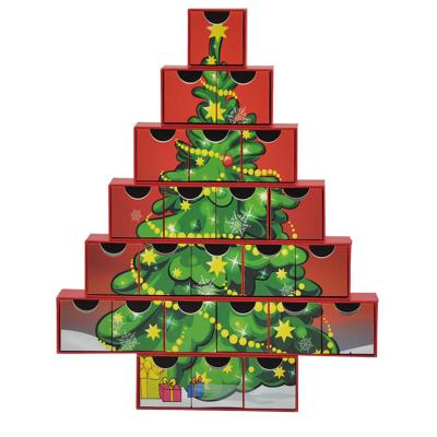 China Recycled Custom Full Color Printing Christmas Tree Shape Advent Calendar Packaging Box From Chinese Materials Factories for sale