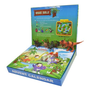 China Promotional Christmas Gift Cardboard Paper Countdown to Christmas Magic Gift Set Dinosaurs Toys Advent Calendar Box for sale