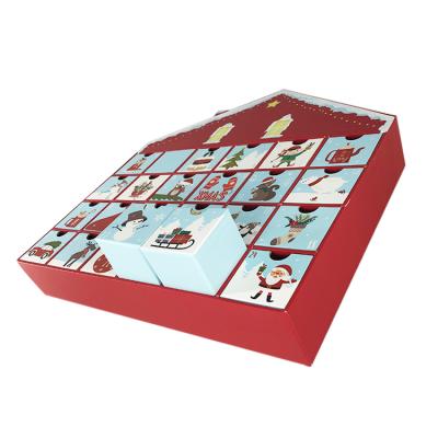 China Gift & Custom Craft Advent Calendar Package Drawer Box Cardboard Christmas Advent Calendar Boxes Drawer For Gift for sale