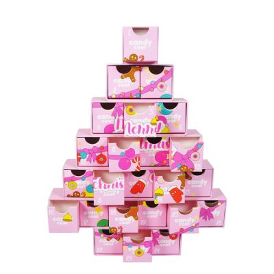 China Wholesale Christmas Advent Calendar Cardboard Table Calendar Box For Kids Gift Tree Treasure Advent Calendar Box for sale