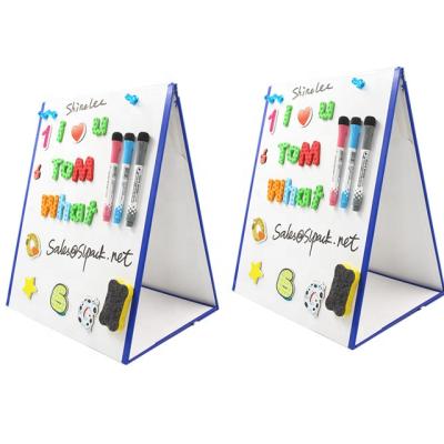 China Amazon Hot Selling Amazon Triangle Magnetic Whiteboard Double Sided Double Sided Magnetic Desktop Whiteboard Stand For Kids Learning Or Drawing for sale