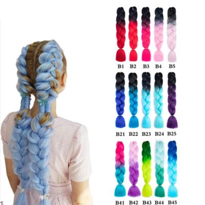 China High Temperature Single Color Wholesale 100G 24Inch Ombre Synthetic Hair Extension Synthetic Hair Twist Jumbo Braiding Hair Ombre Braiding Extensions for sale